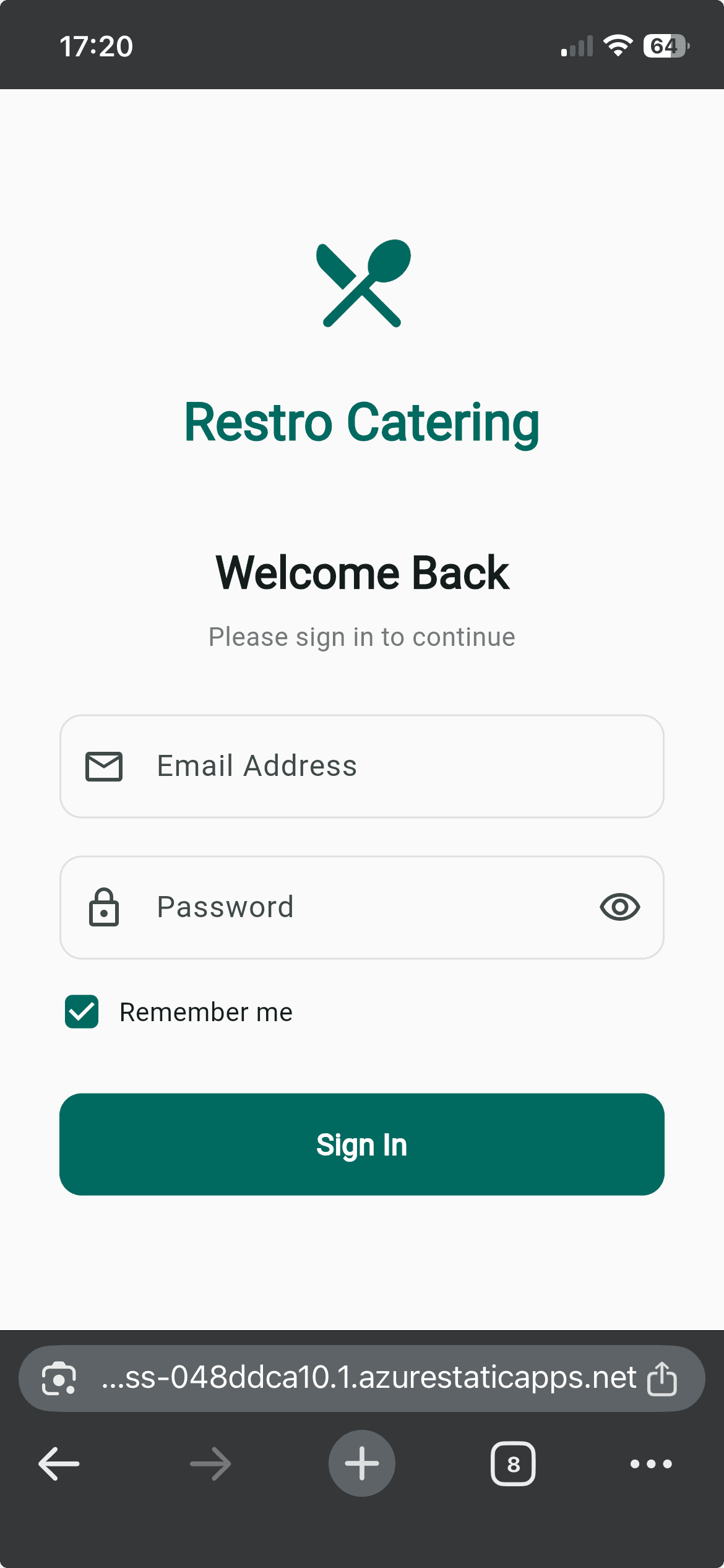 Restro mobile interface, as shown on the existing Imadi Innovations portfolio